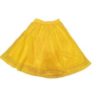 METRO Wear Women’s Yellow Diamond Mesh Pleated Flowy Modern A Line Skirt, Size S